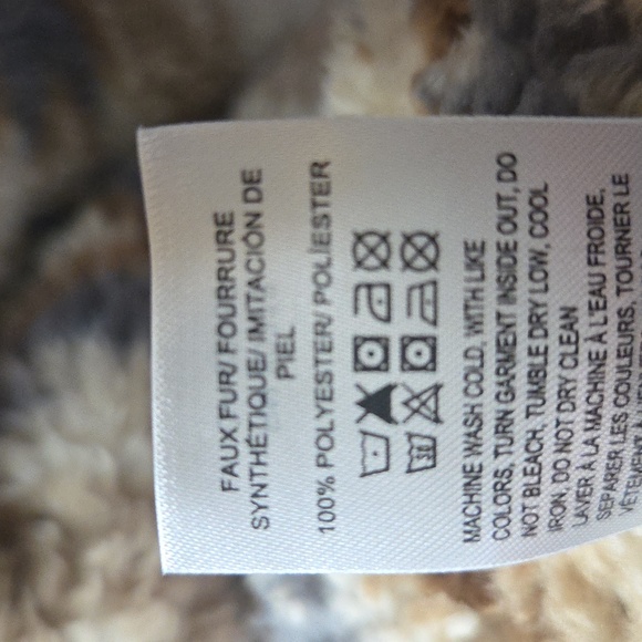 WOMENS LUCKY BRAND PATTERNED HIGH-PILE FLEECE SHACKET IN NATURAL COMBO SZ L - Picture 5 of 6